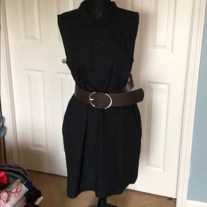 Navy Sleeveless collared dress